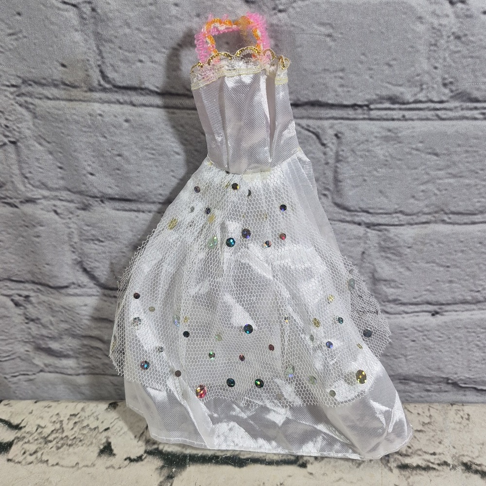 Barbie Doll Clothes Fancy Princess Gowns Shimmer Skirt Necklace Tiara Crown Lot - Picture 4 of 8